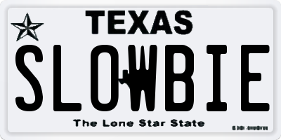 TX license plate SLOWBIE