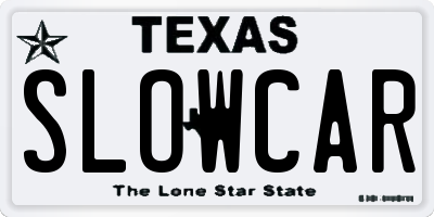 TX license plate SLOWCAR