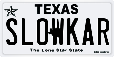 TX license plate SLOWKAR