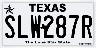 TX license plate SLW287R