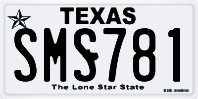 TX license plate SMS781