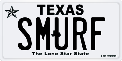 TX license plate SMURF