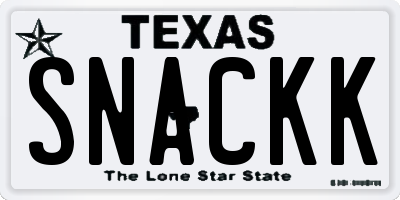 TX license plate SNACKK