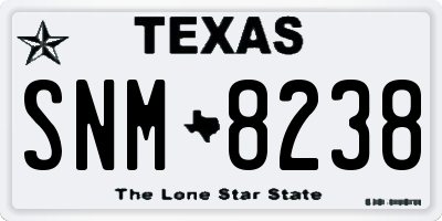 TX license plate SNM8238