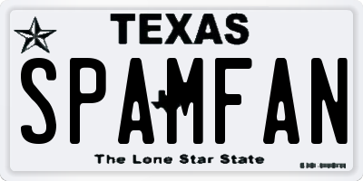 TX license plate SPAMFAN