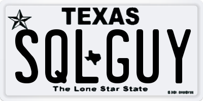 TX license plate SQLGUY