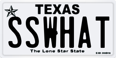 TX license plate SSWHAT