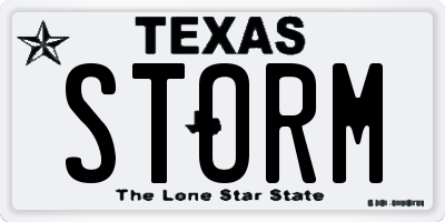 TX license plate STORM