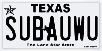 TX license plate SUBAUWU