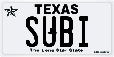 TX license plate SUBI