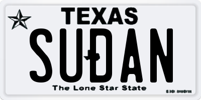 TX license plate SUDAN