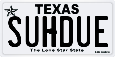 TX license plate SUHDUE