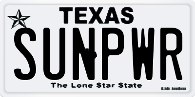 TX license plate SUNPWR