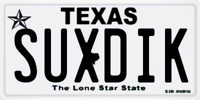 TX license plate SUXDIK