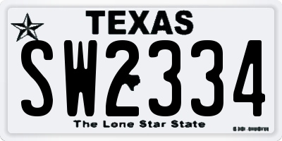 TX license plate SW2334