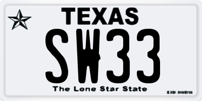 TX license plate SW33