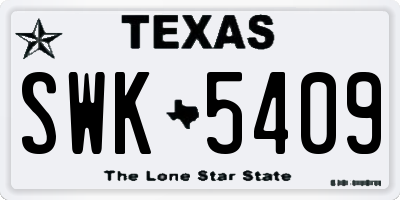 TX license plate SWK5409
