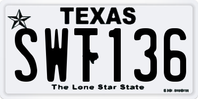 TX license plate SWT136