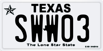 TX license plate SWW03