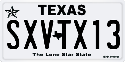 TX license plate SXVTX13