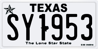 TX license plate SY1953