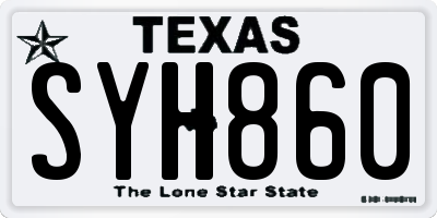 TX license plate SYH860