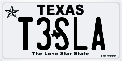 TX license plate T3SLA