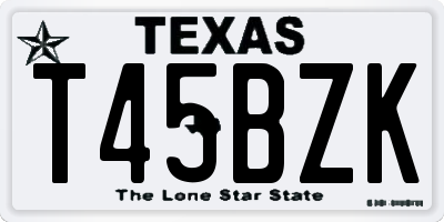 TX license plate T45BZK