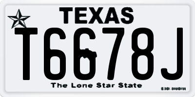 TX license plate T6678J