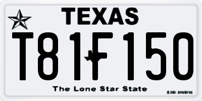 TX license plate T81F150
