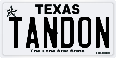 TX license plate TANDON