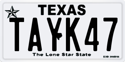 TX license plate TAYK47