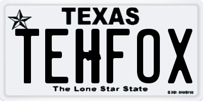 TX license plate TEHFOX
