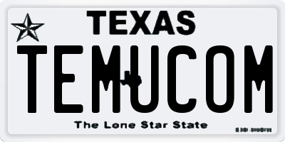 TX license plate TEMUCOM