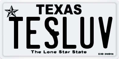 TX license plate TESLUV