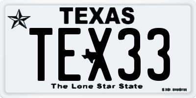 TX license plate TEX33