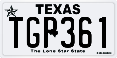 TX license plate TGP361