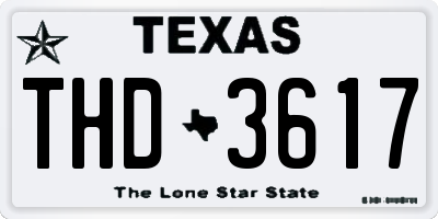 TX license plate THD3617