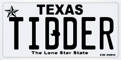 TX license plate TIDDER