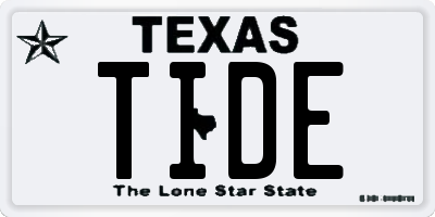 TX license plate TIDE