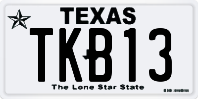 TX license plate TKB13