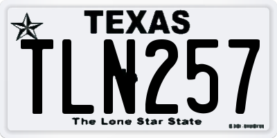 TX license plate TLN257