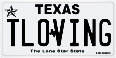 TX license plate TLOVING