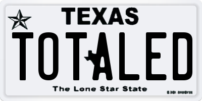 TX license plate TOTALED