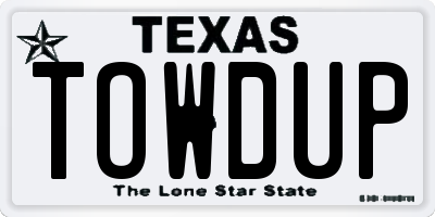 TX license plate TOWDUP