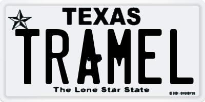 TX license plate TRAMEL