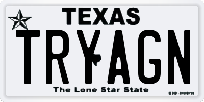 TX license plate TRYAGN