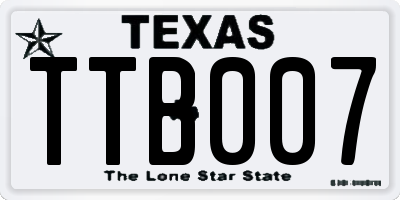 TX license plate TTB007