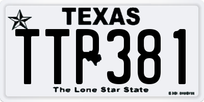 TX license plate TTP381