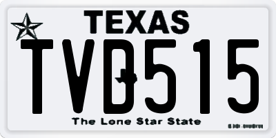 TX license plate TVD515